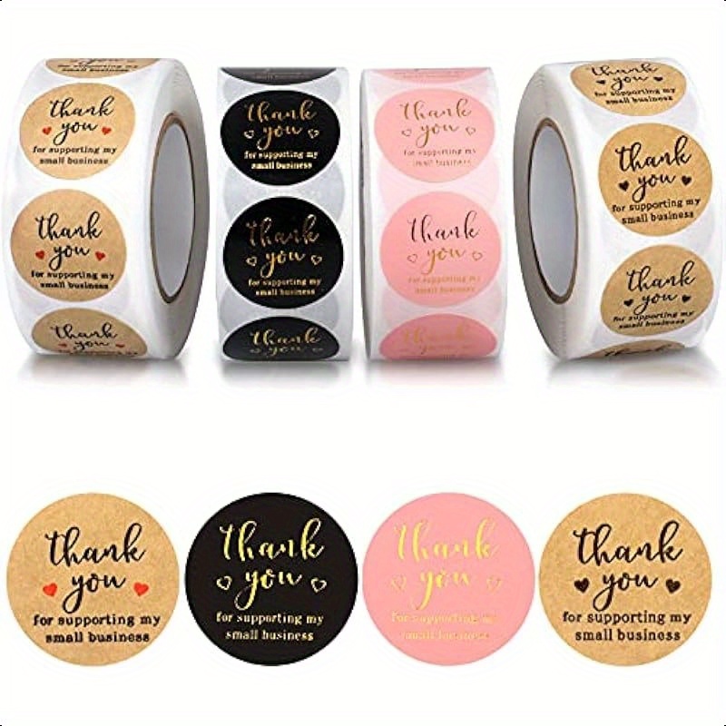 

Thank You Round Stickers For Supporting My Small Business Adhesive Labels 3-color 1inch 2000pcs 4 Rolls Roll 500pcs