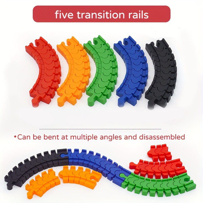 Image of 5pcs Plastic Detachable And Transformable Straight Track With Play Compatible With Multiple Wooden Tracks Abs Material Safe And Durable