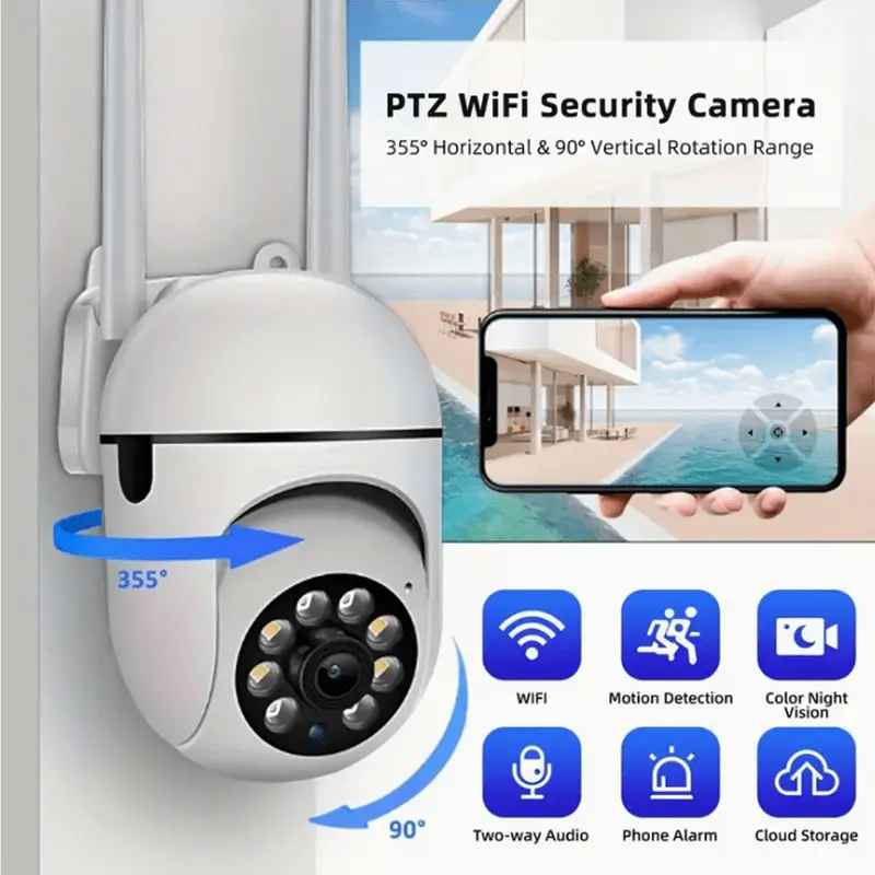 1шт 1080p HD умная Wi-Fi камера безопасности для внутреннего наблюдения с ночным видением, автоматическим отслеживанием, обнаружением человека и питомца, сигнализацией о движении, двусторонним звуком, управлением через приложение, питание от USB, 2,4 ГГц беспроводная совместимость со смартфонами, детали 2