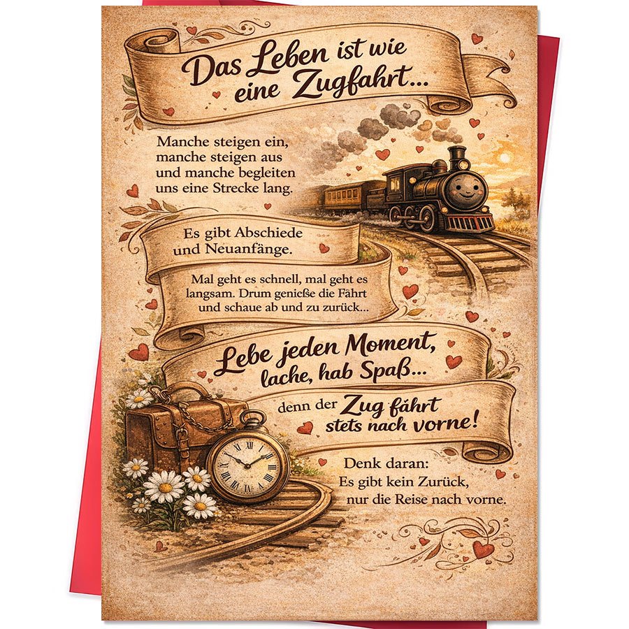 TEMU 1pc Train-themed Greeting Card & Envelope Suitable For , Birthdays, Milestones - Train Journey With English Message For Birthdays, Graduations,