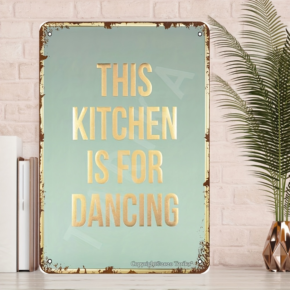 TEMU 2d Flat, 1pc Retro "this Kitchen Is For Dancing" Art Wall Decor - Mint Green With , Suitable For Home Kitchen, Bathroom, Farmhouse, Garage