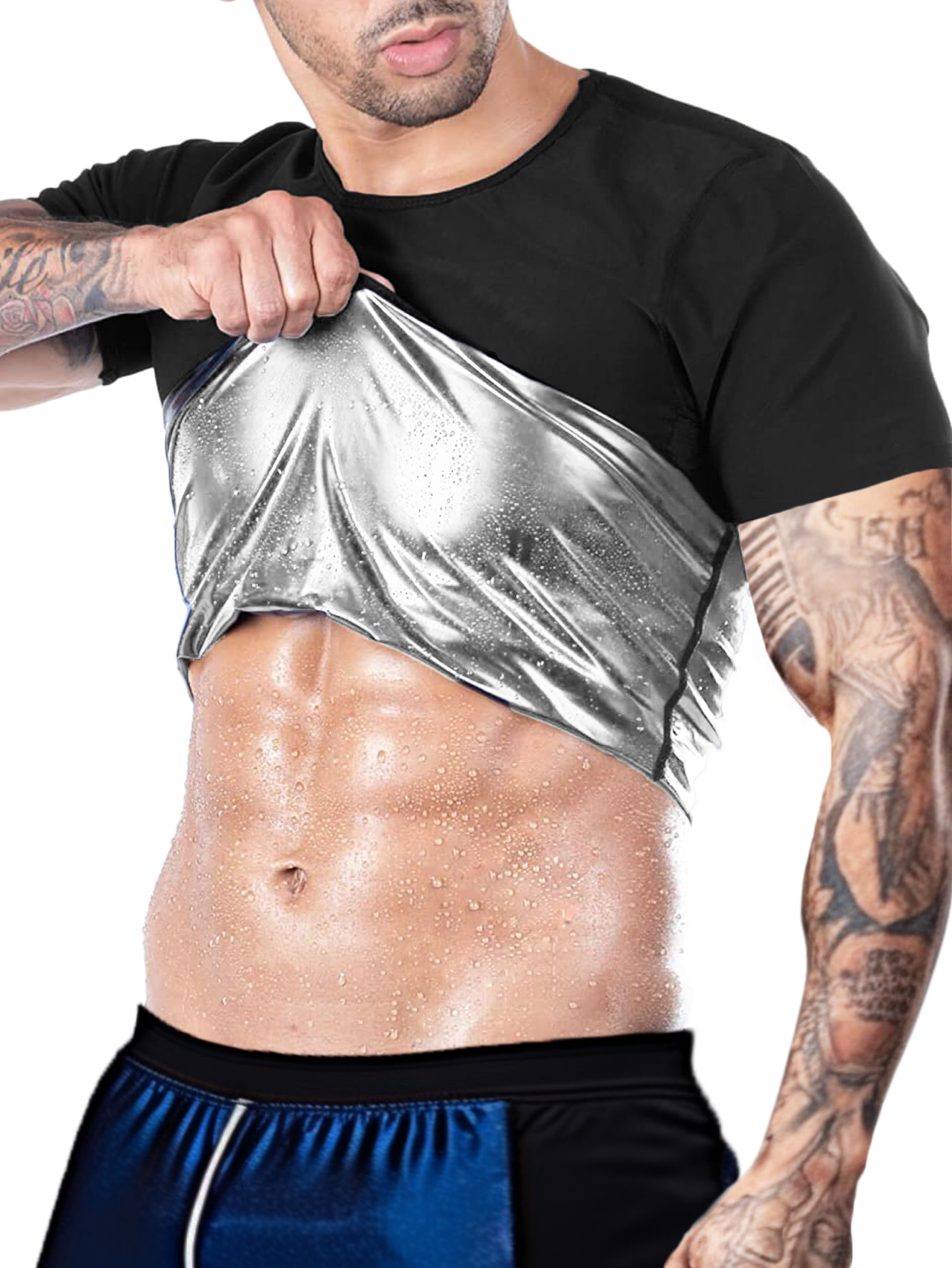 Men'S ARUNOW 2025 Upgraded Sauna Shirt - Quick-Dry, Odorless Fabric - Round Neck, Thin Straps - Sweat-Wicking & Compressive for Gym & Fitness - Solid Color, Long Sleeve, Breathable, Sweat-Resistant
