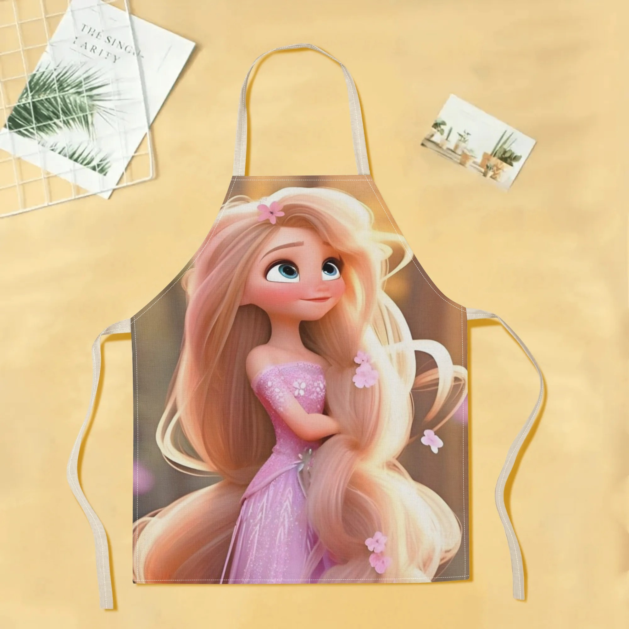 disney   a stylish waterproof apron featuring a cute cartoon design of princess  .   beautiful, fashionable, and simple, making  uitable for hotels, supermarkets, restaurants, fru hops, milk tea stalls, and   home use. details 1