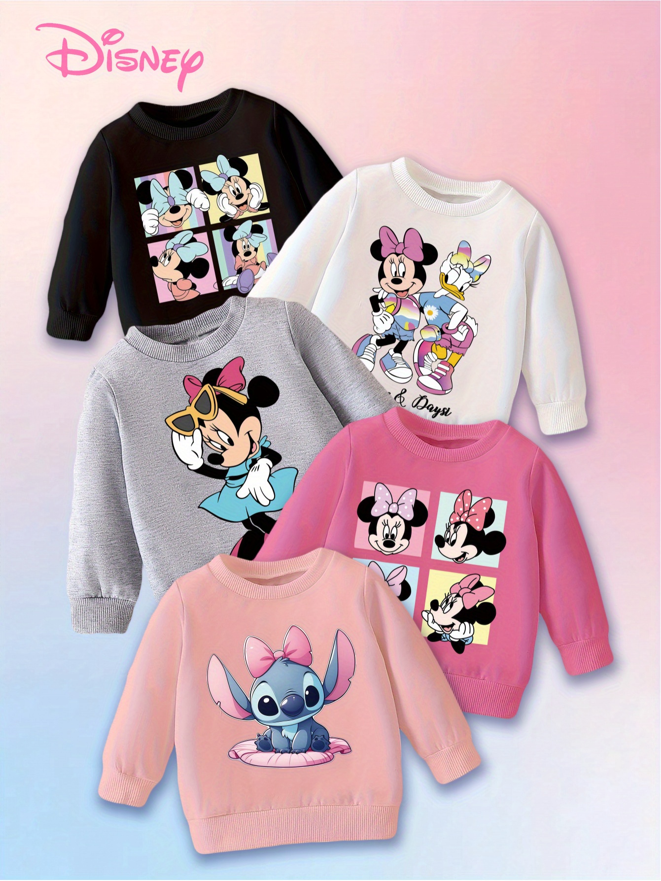 5-delige Truien - Stitch, Minnie Mouse & Daisy Print Warme Winter Pullovers