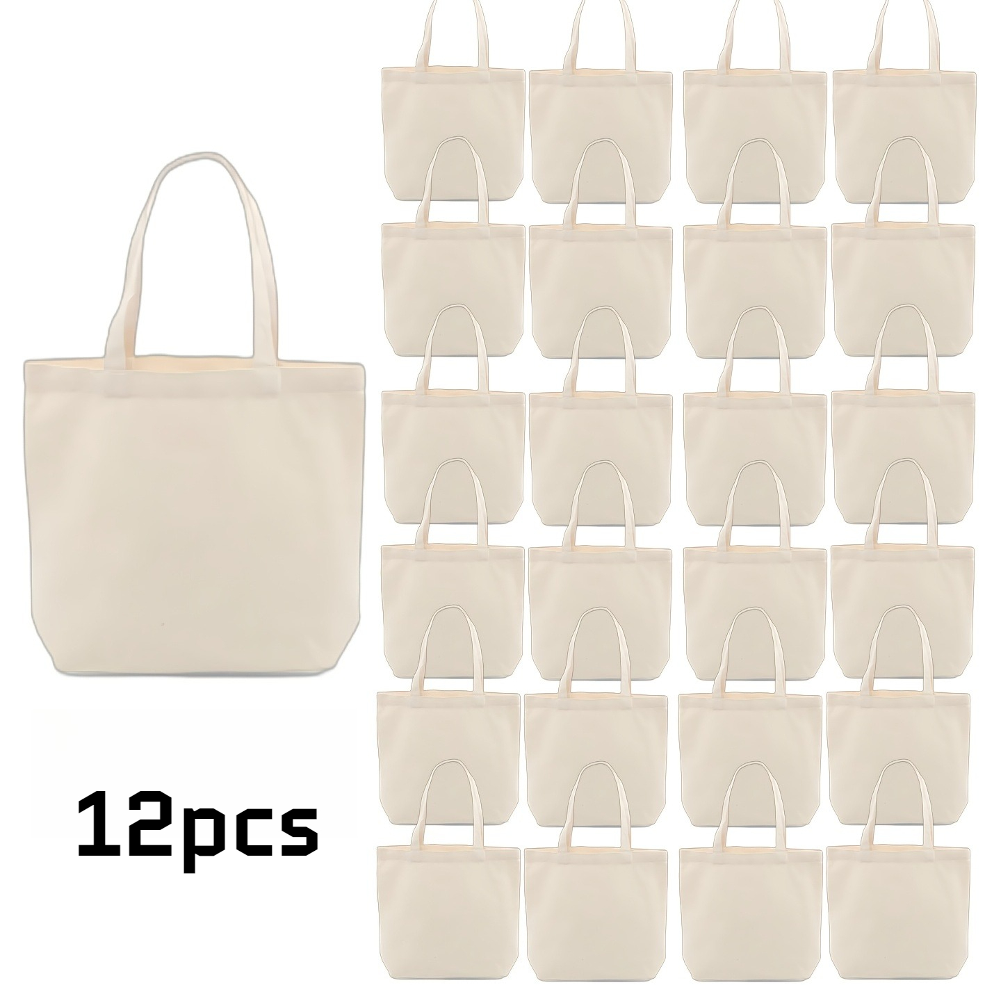 TEMU 12 Bulk Gift Bags, Large Tote Bags, Shoulder Bags, Diy Art Gift Bag Set - Durable Blank Bags Suitable For Painting And Sketching, Ideal For And
