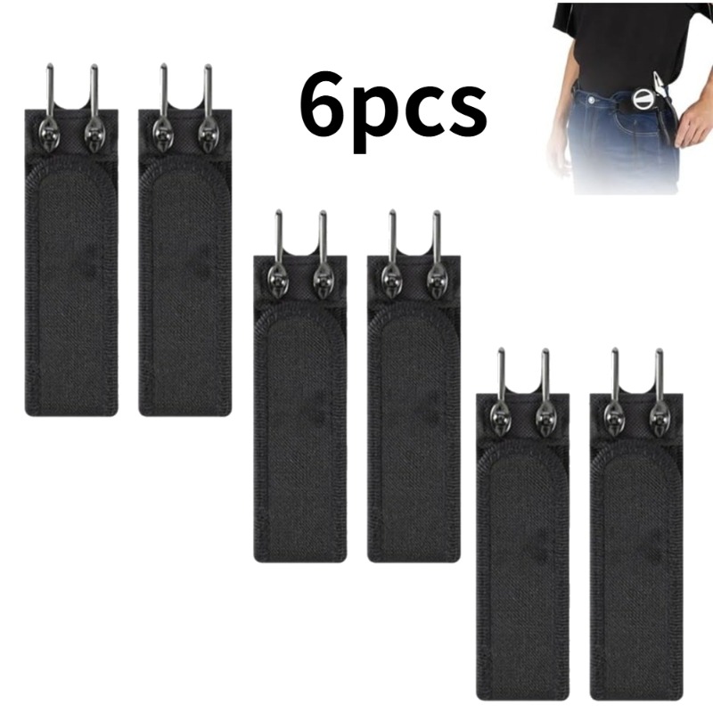TEMU 6pcs Set Of Free Waistband Hooks | Adjustable Metal Hook Elastic Waistband, Unisex, Portable And Comfortable, Fiber Material With Artificial
