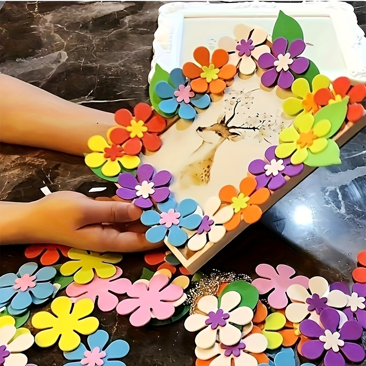 40pcs bright foam flower stickers assorted colors matte end self   rubber flowers suitable for crafts and art projects unique asymmetrical shape   decorative boards and creative exploration flower wall stickers