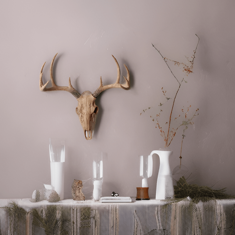 Image of A Vintage Resin Wall Decoration, Designed In A Rustic Style Resembling Deer Antlers, Handcrafted Deer Head Wall Art, Perfect For Halloween Displays