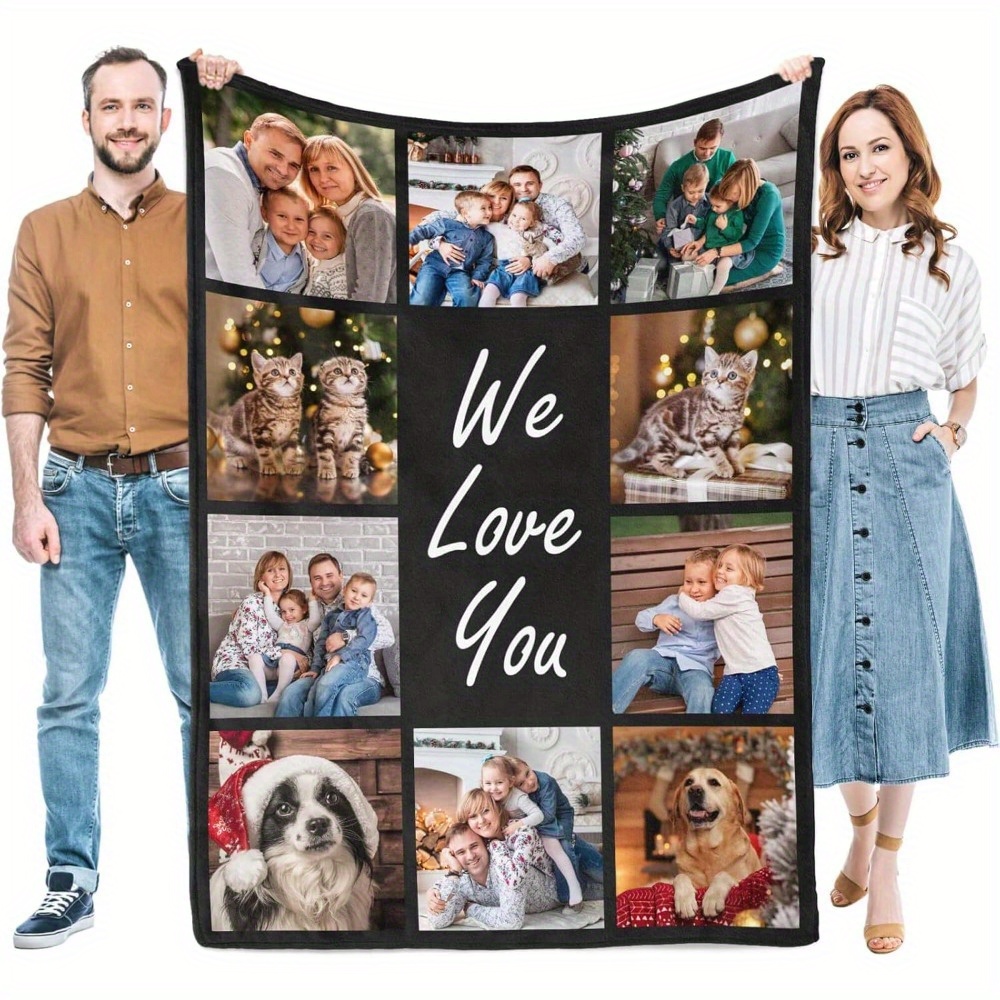 

1pc Personalized Gifts For Mom Dad, Custom Throw Blankets With Photos, Customized Gifts For Women Men Family Friend Girlfriend On Birthday Christmas Fathers Day Valentines Day