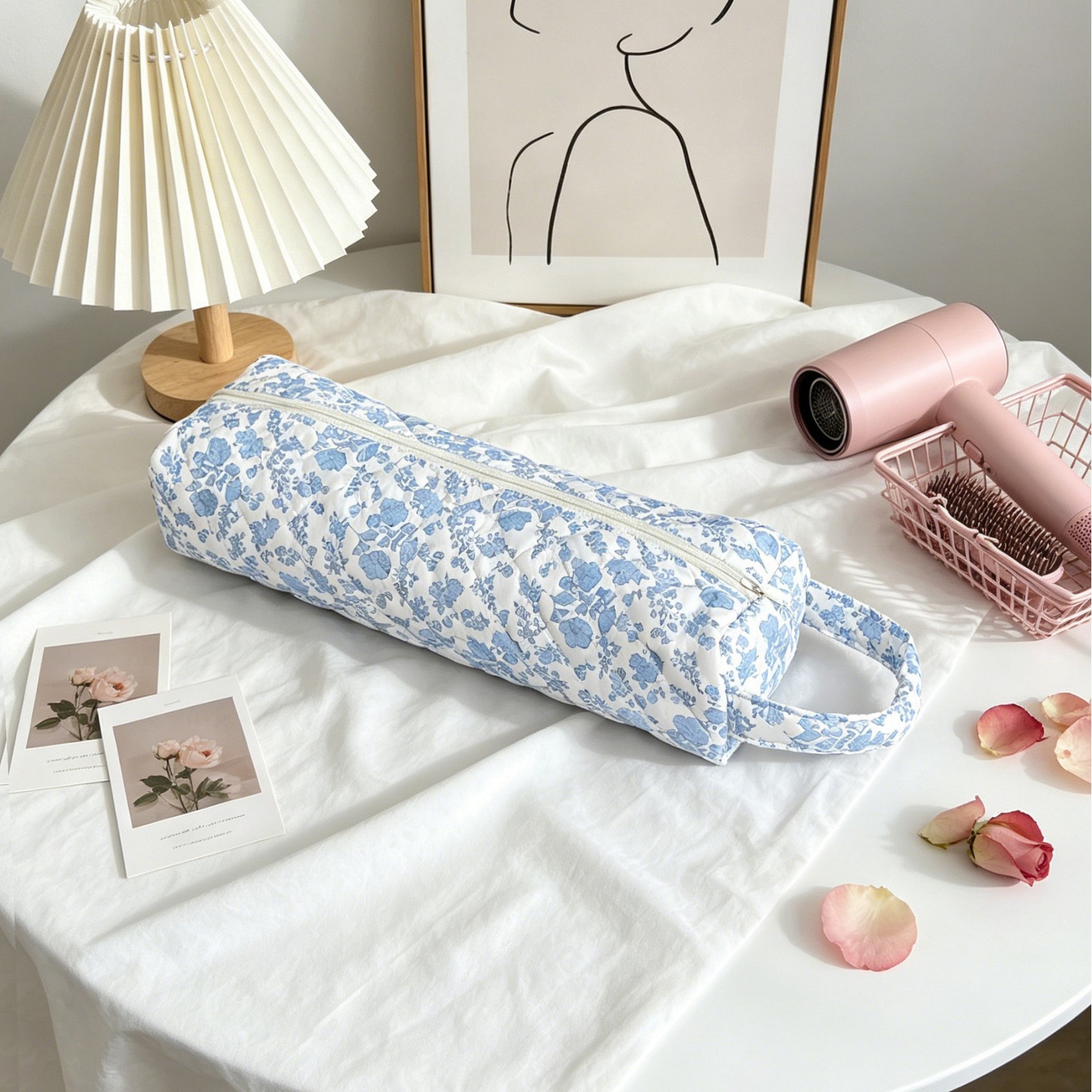 TEMU 1 pièce Sac matelassé de grande pour sèche-cheveux | Étui de voyage pour fers à friser et fers plats | Organisateur portable pour outils de