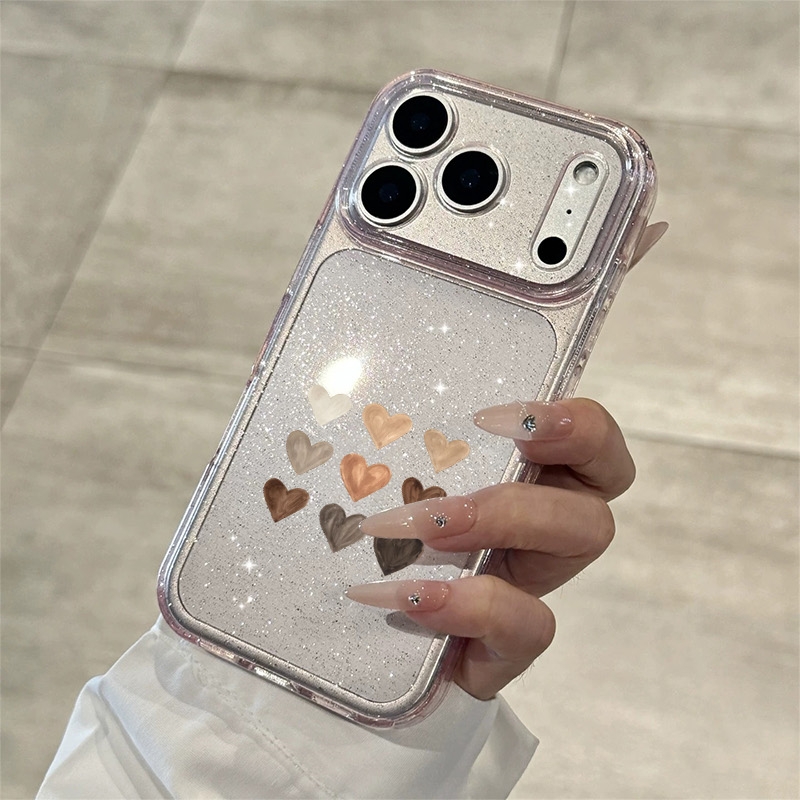 TEMU para Teléfono - Pintura al Óleo Transparente con y Patrones de Corazones Compatible con Apple iPhone 17, Fundas para Modelos 13, 13 Pro, 13 Pro