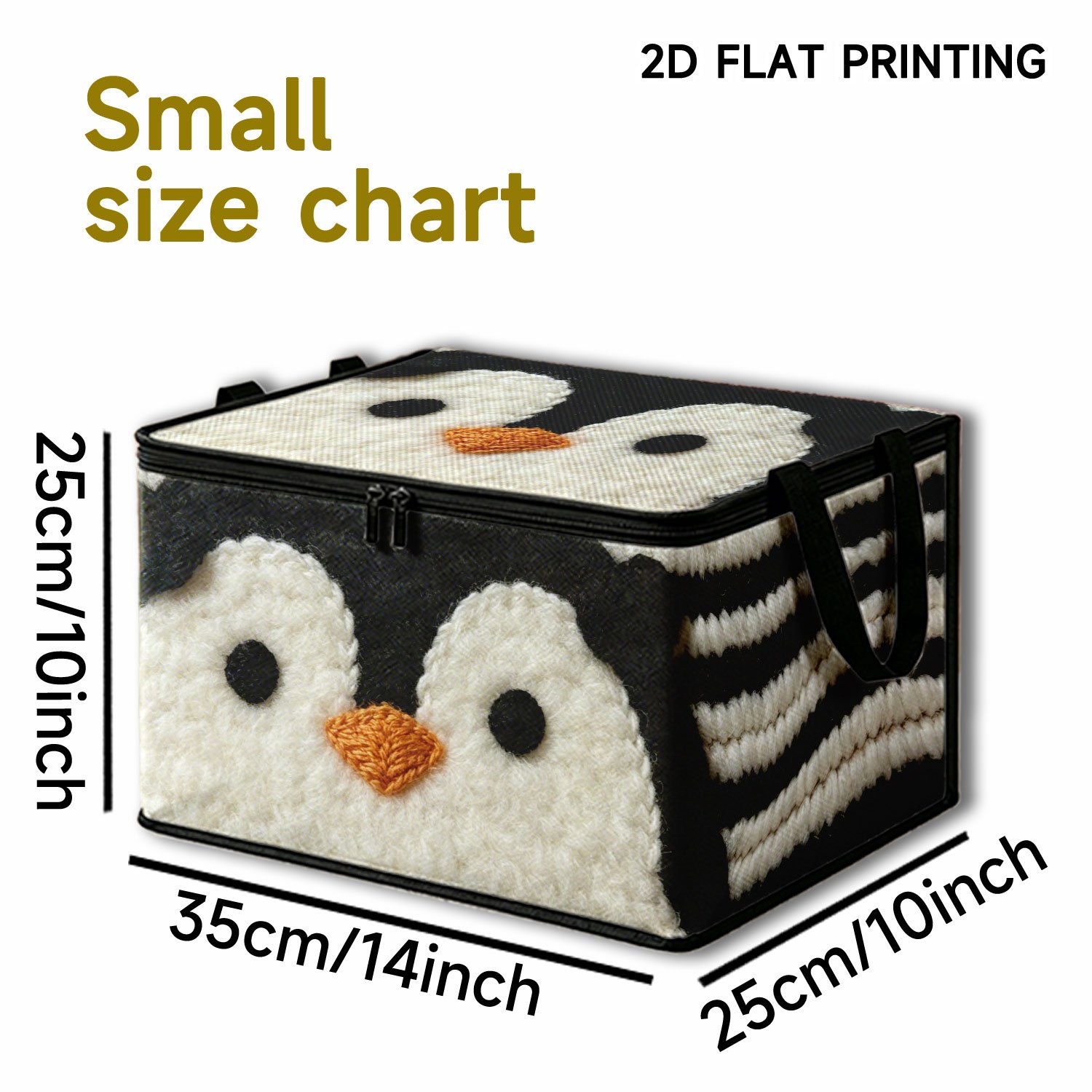 TEMU Large Capacity Foldable Penguin Print Storage Box With Adorable Penguin - Non- Fabric Suitable For Clothes,, Office Supplies, & Bathroom