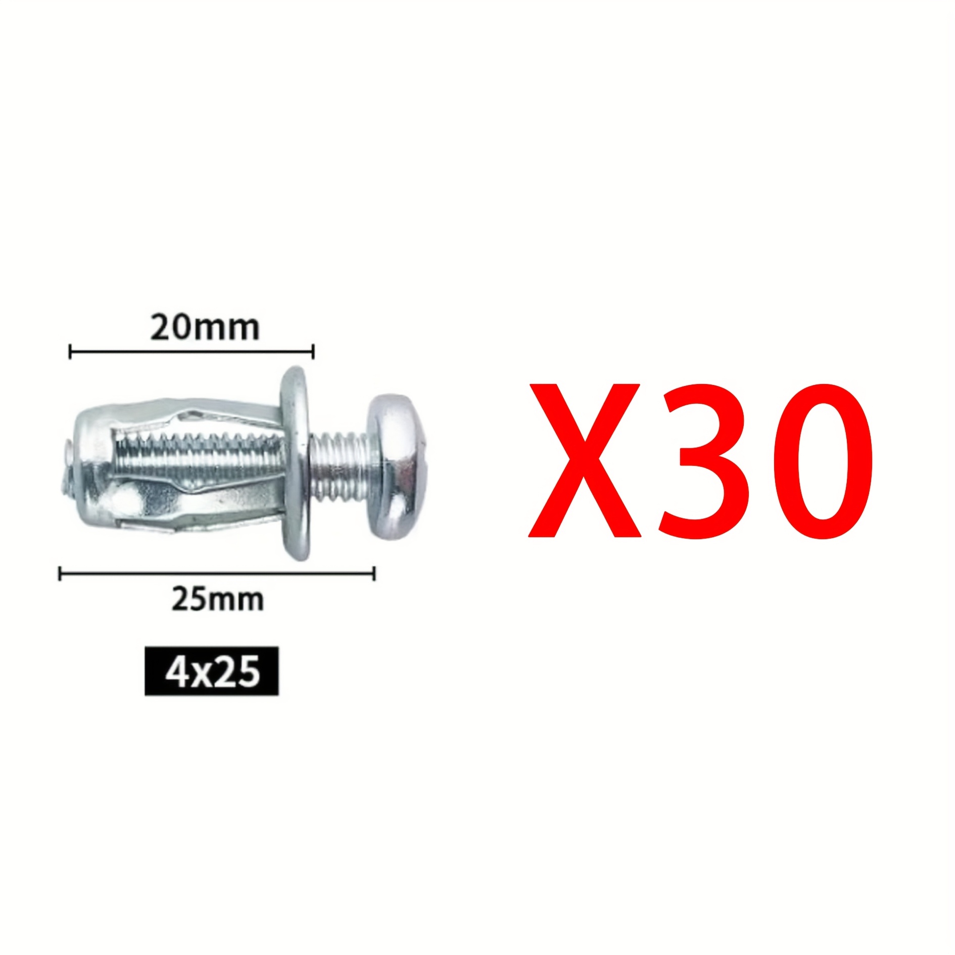 TEMU 30pcs Petal Screw And Nut Set- M4, M5, M6 Expansion Bolts For Securing , Installing License Plates, Hollow Wall Metal Wires- Stainless Steel-