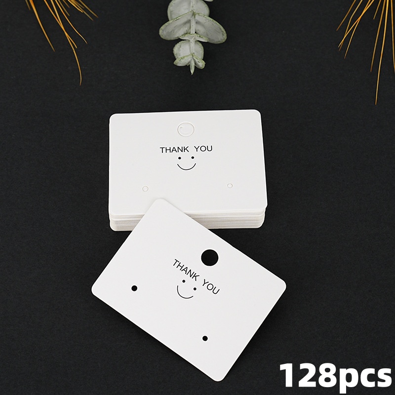 TEMU Customizable White Jewelry Display Cards With Pre-printed Thank You Suitable For Earring & Necklace Packaging, Pre- Holes For Hanging - Retail
