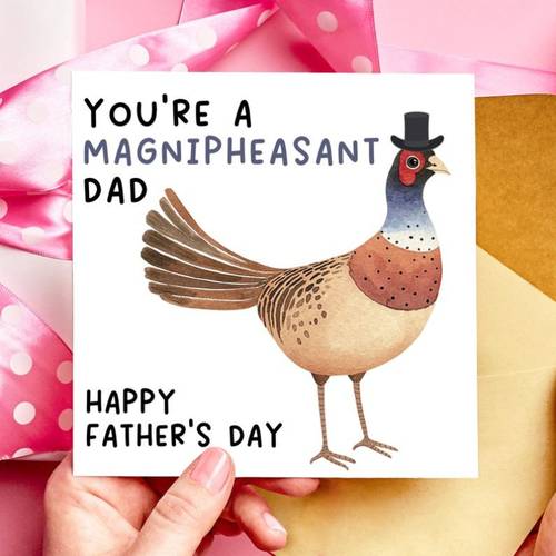 1pc pheasant fathers day card farmer dad greeting card