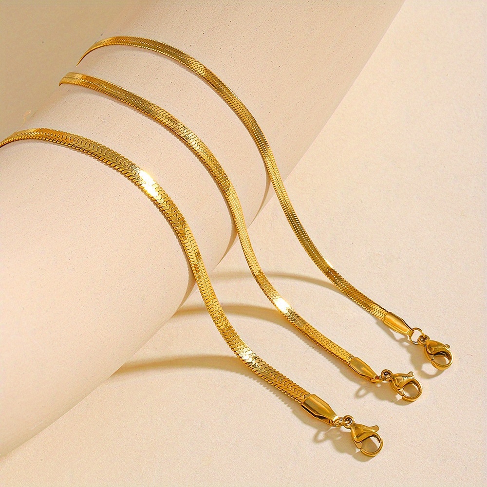 Stainless Steel Flat Bone Chain Bracelet for Women