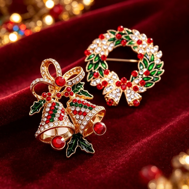 TEMU 2pcs Christmas Brooches, Sweater, Bag, Scarf Decorative Pins, Women's Fashion Brooches And Lapel Pins For Daily Wear, Christmas Dinner Outfit