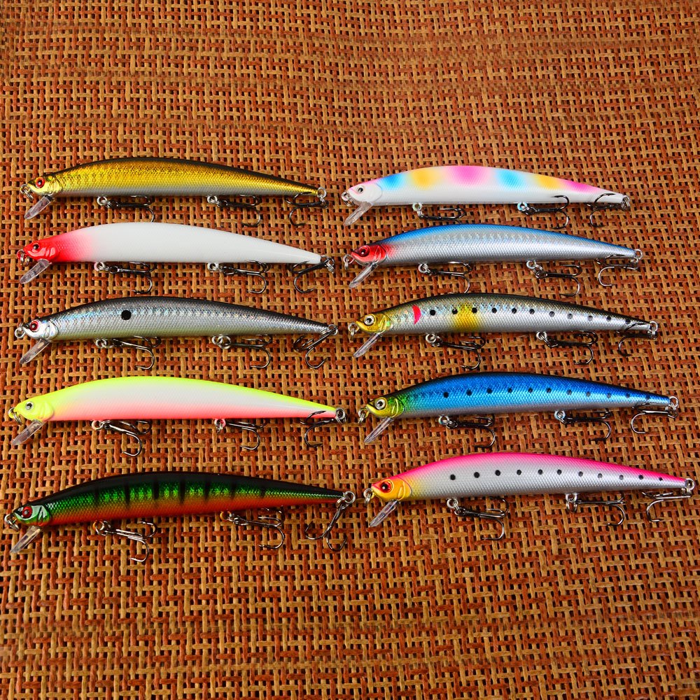 TEMU Set van 10 zwevende bionische minnow kunstaas voor snoek, baars en zeevissen, voor verre worpen