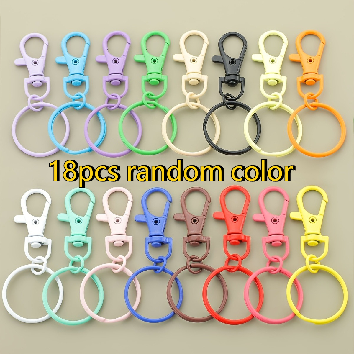 TEMU 18pcs Assorted Random-color Painted Fish Mouth Clasp With Ring Keychain Accessories, Alloy Hook Clasp, Dog Clasp, Spring Clasp. Suitable For