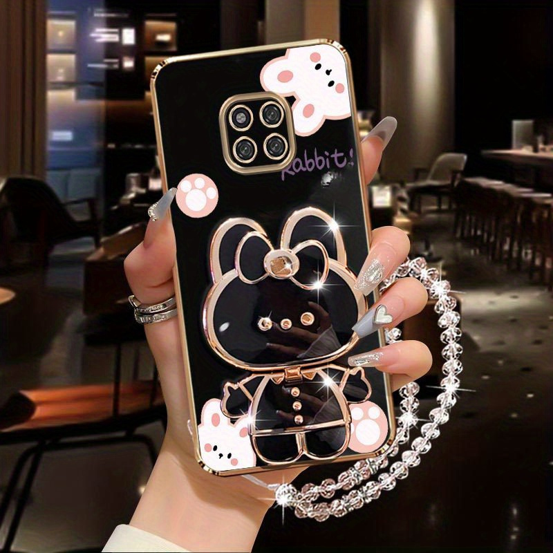 TEMU Phone Case: Mate20pro Diamond Wrist Strap Lanyard Makeup Mirror Rabbit Phone Holder Case On For Huawei Mate 20 Back Cover