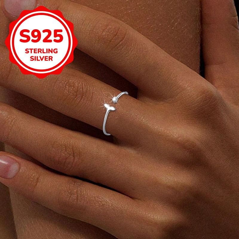 S925 Silver Mermaid Tail Open Ring for Daily Wear