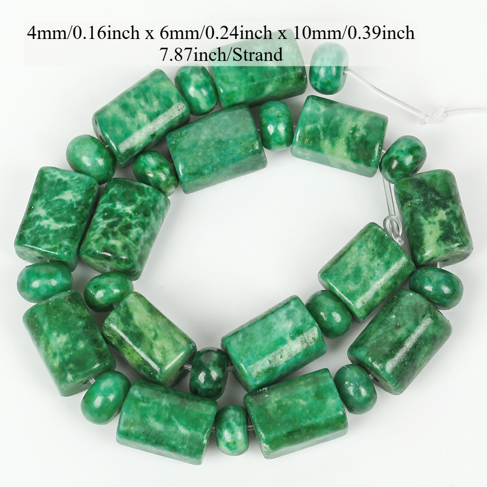 TEMU Perline in Diaspro Sedimento Verde Scuro - 7.87 pollici/Filo per Creazione di Gioielli Fai da Te, Perline Cilindriche e Rondelle con Motivi a