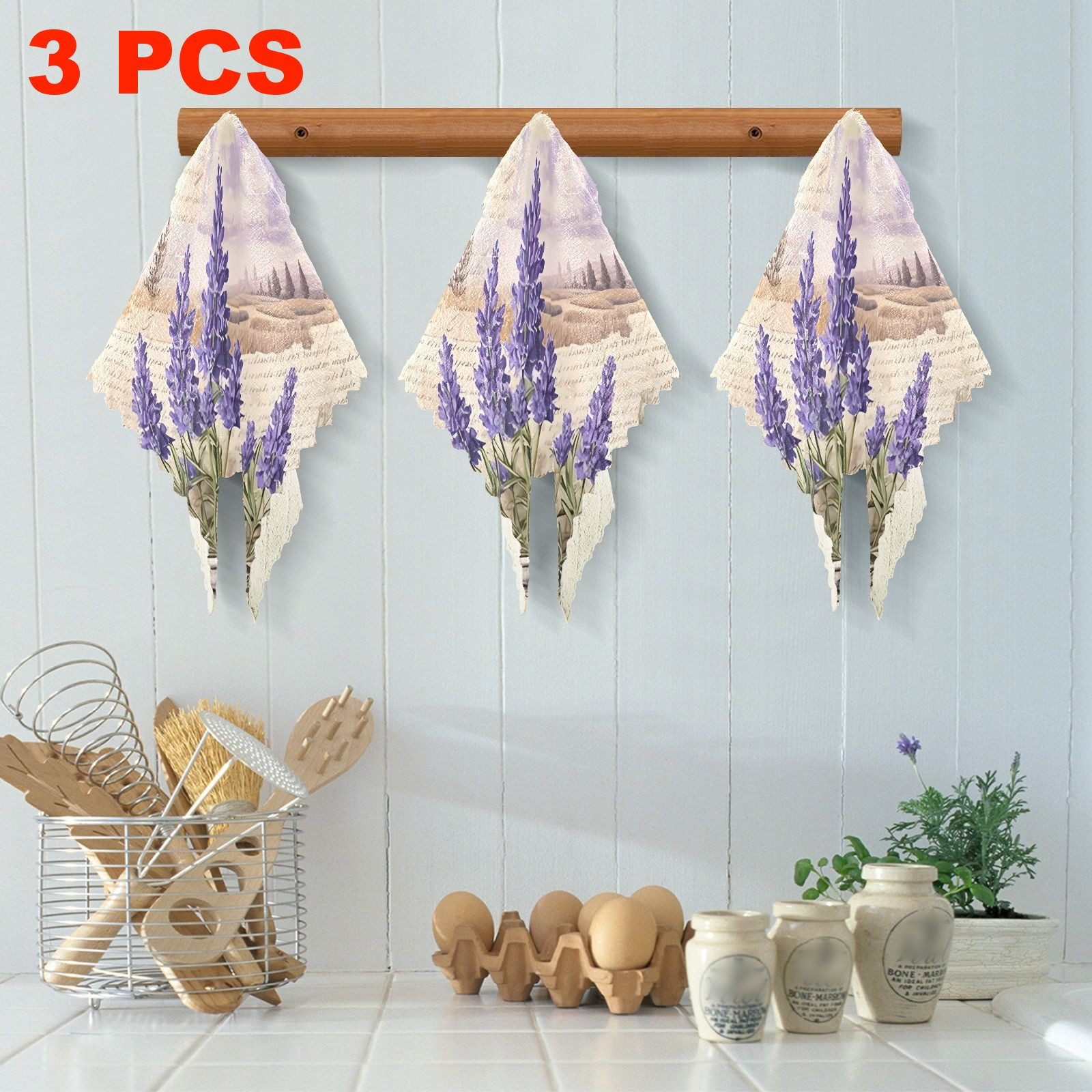 TEMU 3/6/10-pack Lavender Pattern Reusable Kitchen Dish Towels, Microfiber Cleaning Cloths, Absorbent And Easy To Clean Thick Fleece Towel Suitable
