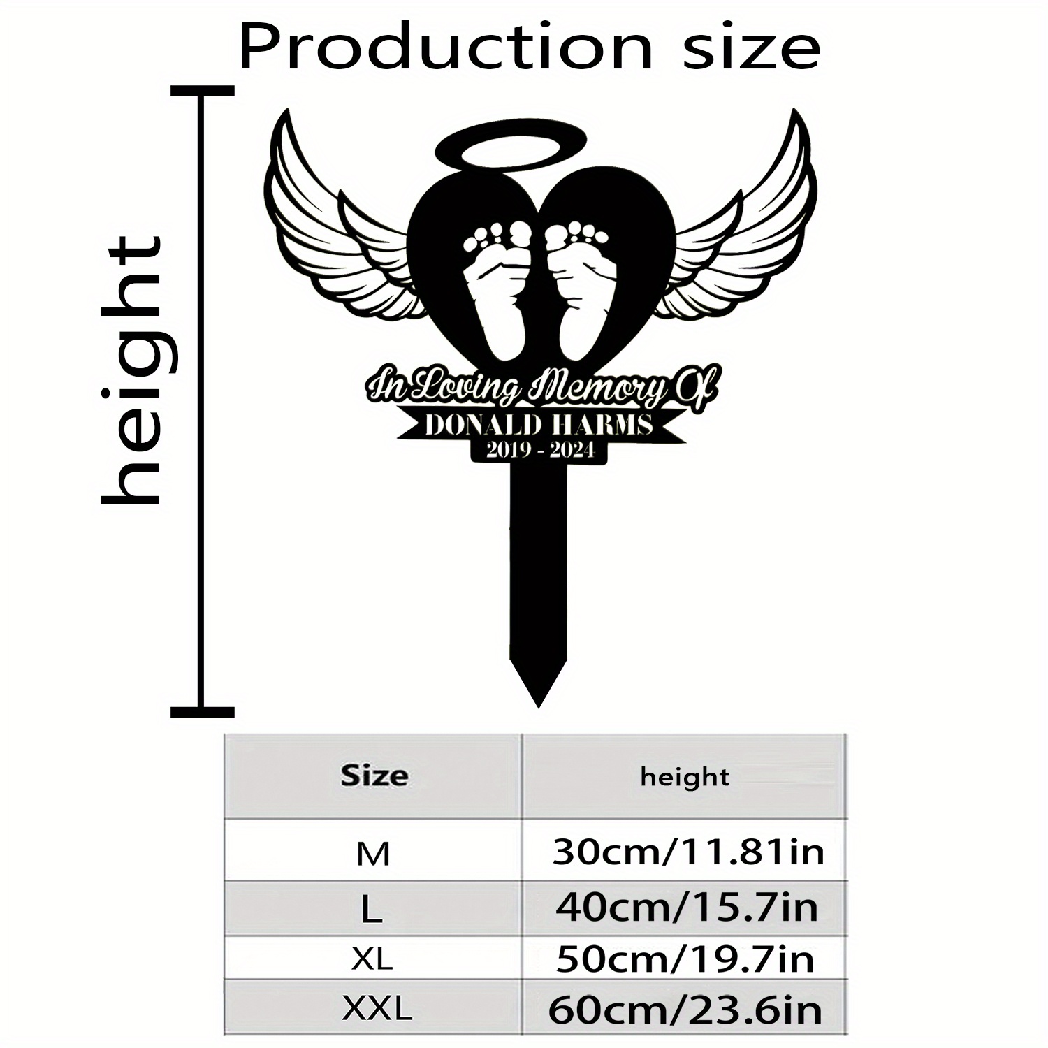 TEMU 1pc Custom Baby Loss Memorial Stake Heart-shaped Wings, Custom Baby Commemorative Gift, Plaque, Baby Loss Gift, Baby Loss Condolence