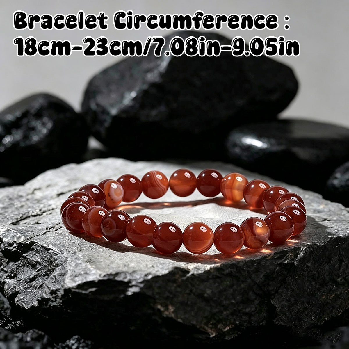 Elegant Carnelian Bead Bracelet, Natural Stone Jewelry