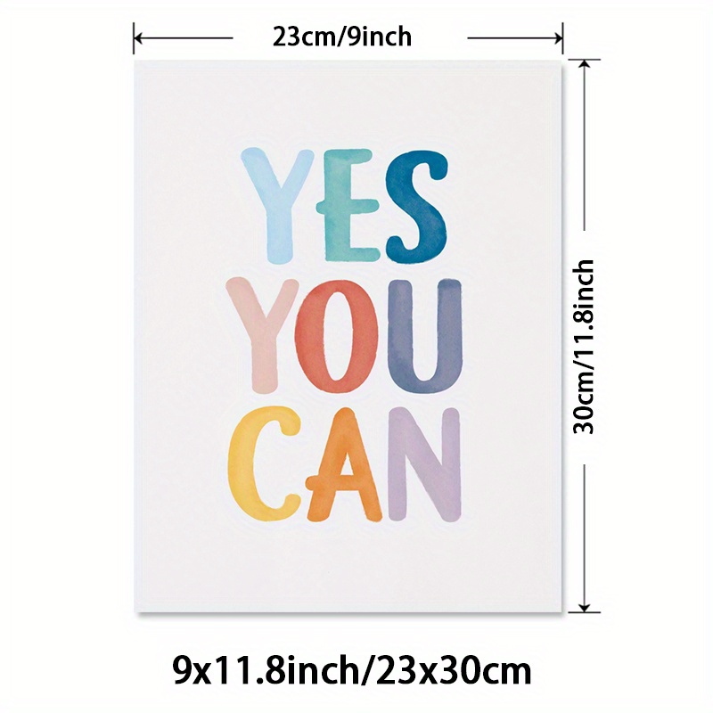 TEMU 1pc Unframed Motivational Poster, Inspirational Quotes Wall Art, Colorful Letters Wall Decor, Uplifting Message Posters, Positive Affirmation