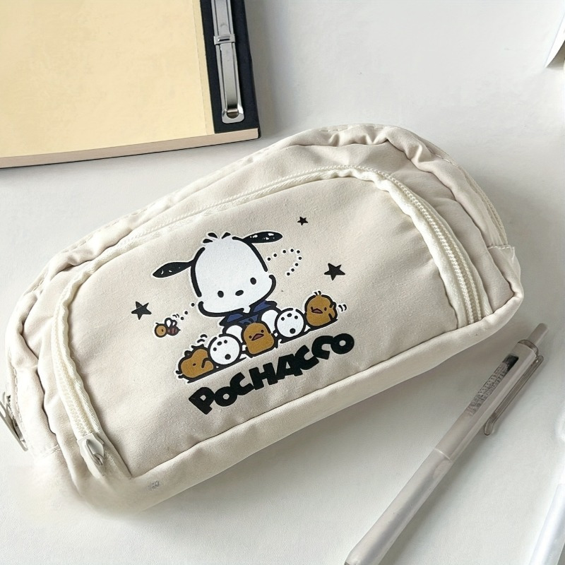 

1pcsanrio A Cute , The Double-layer Flip Canvas Pencil Case With A High-end Appearance Has A Large Capacity And Is Suitable For Storing School Supplies And Stationery