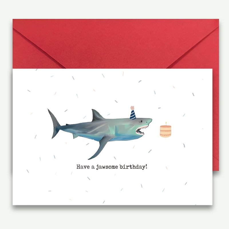 TEMU 1 Carte d'anniversaire sur le thème du requin, un cadeau d'anniversaire créatif adapté à , ou aux personnes de tous âges, avec un motif , pour