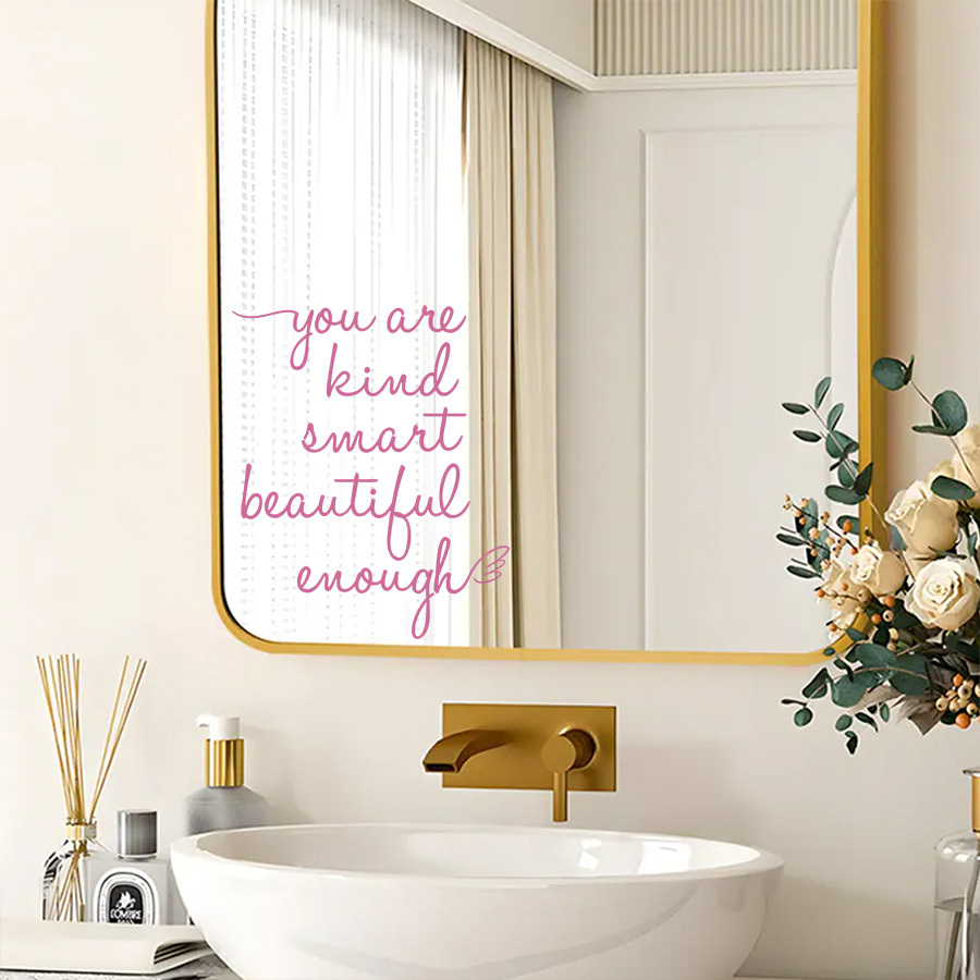 Inspirational Quotes Mirror Stickers, Removable Peel and Stick Decal