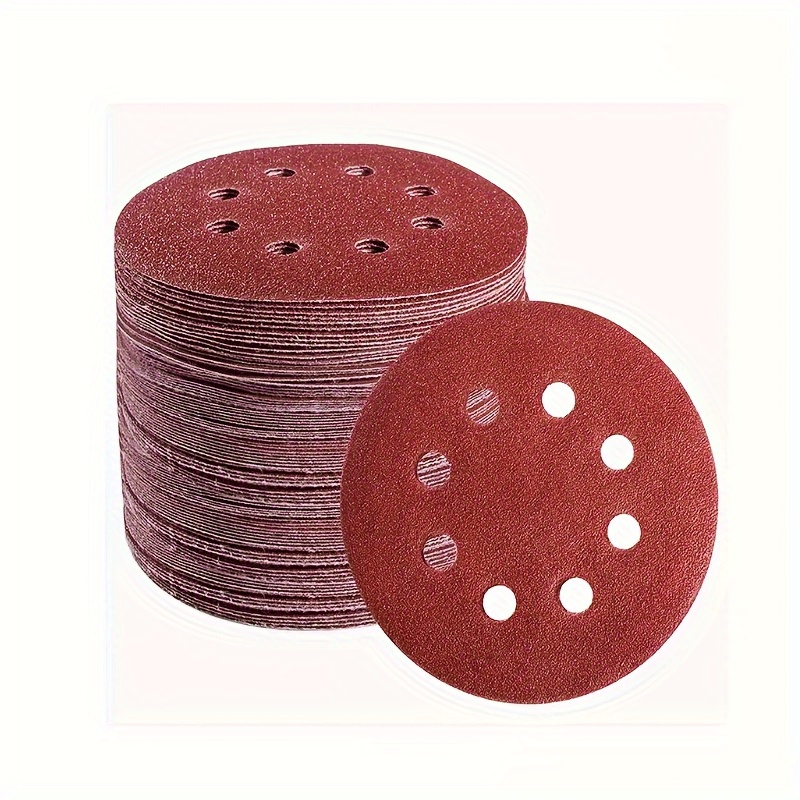 99 kosov 5-palčnega (125 mm) okroglega brusnega papirja - 8 lukenj, oksidno abrazivno, granulacije 60-1000, primerno za kotne brusilnike in