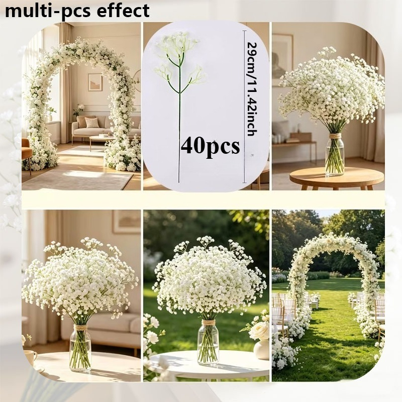 TEMU 40 Bouquets de Gypsophile Artificielle de Haute Qualité, Bouquets de Artificielles, Convient pour les Décorations de Mariage et d'Anniversaire,
