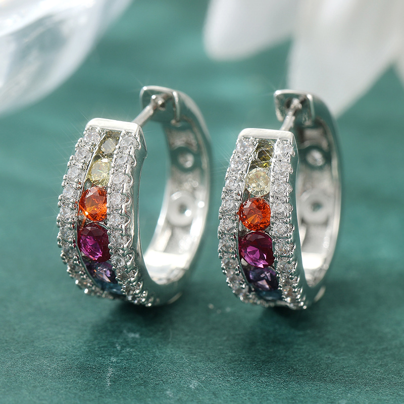 Women's Elegant Synthetic Colored Cubic Zirconia Round Earrings