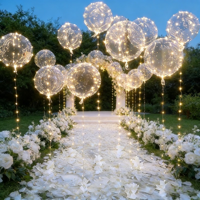 item picture 20pcs 10 balloons 10 light strings led luminous transparent bubble ball excluding batteries requires aa batteries for power supply is an ideal decoration for weddings birthdays