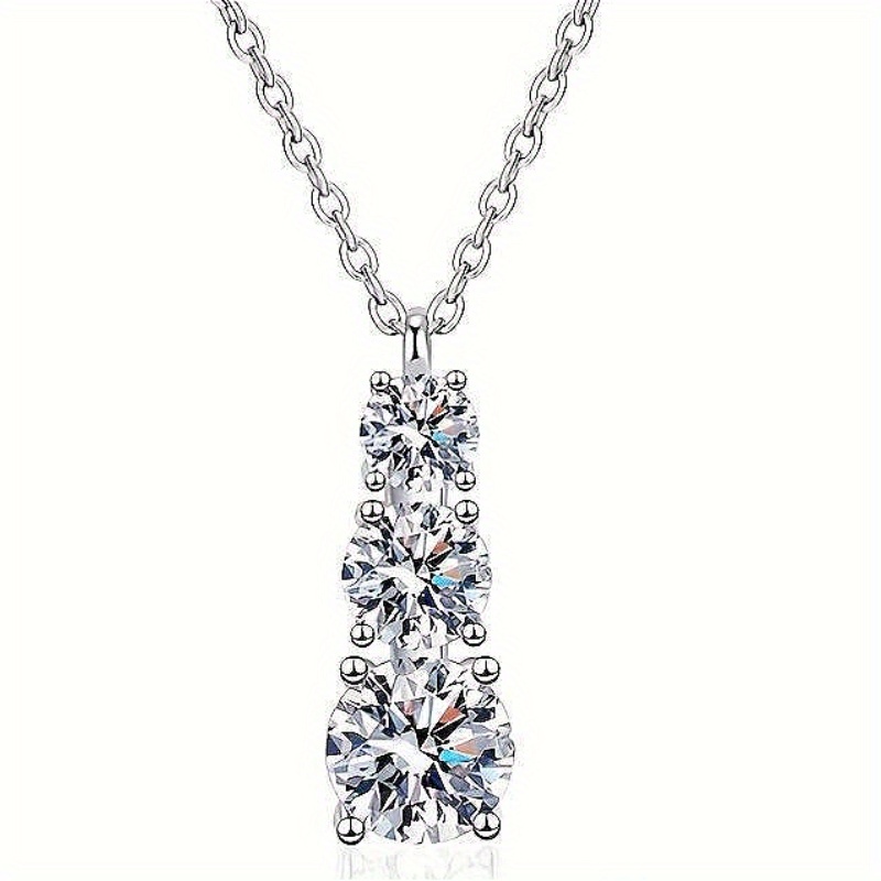 925 Sterling Silver 1.8-Carat Moissanite Silvery Style Necklace
