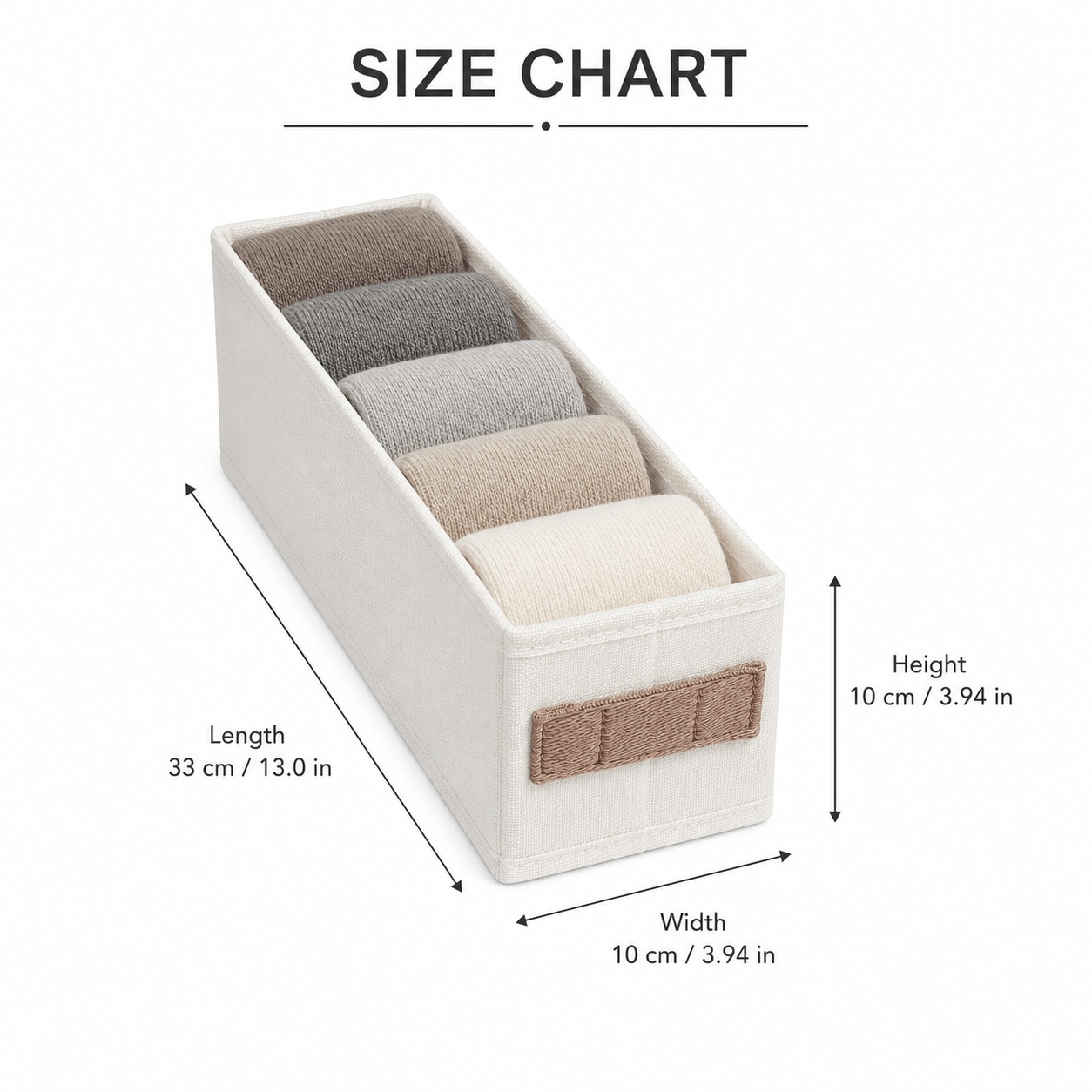 TEMU Oxford Cloth Long Fabric Storage Box With Handles, Foldable Narrow Drawer Organizer, Closet And Cabinet Container For Socks, Lingerie, Neckties,