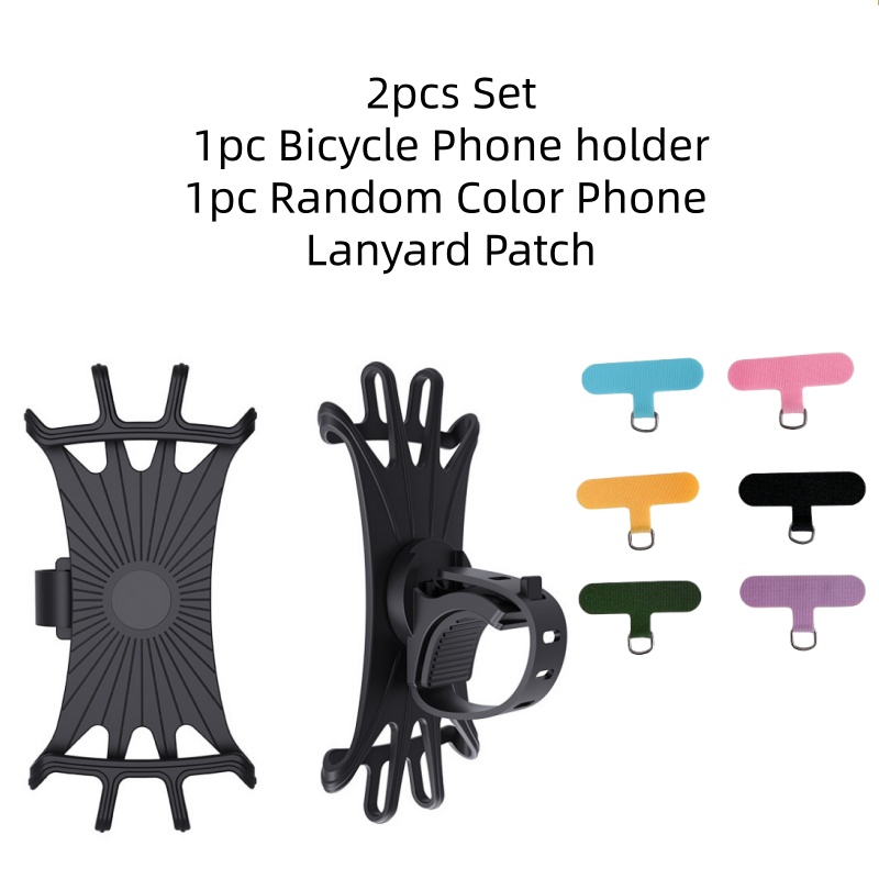 TEMU 2pcs Set(1pc Bicycle Phone 1pc Random Color Phone Lanyard Patch)universal Fit For 4-6.7 Inch Phones, 360-degree Free Rotation And Adjustment,