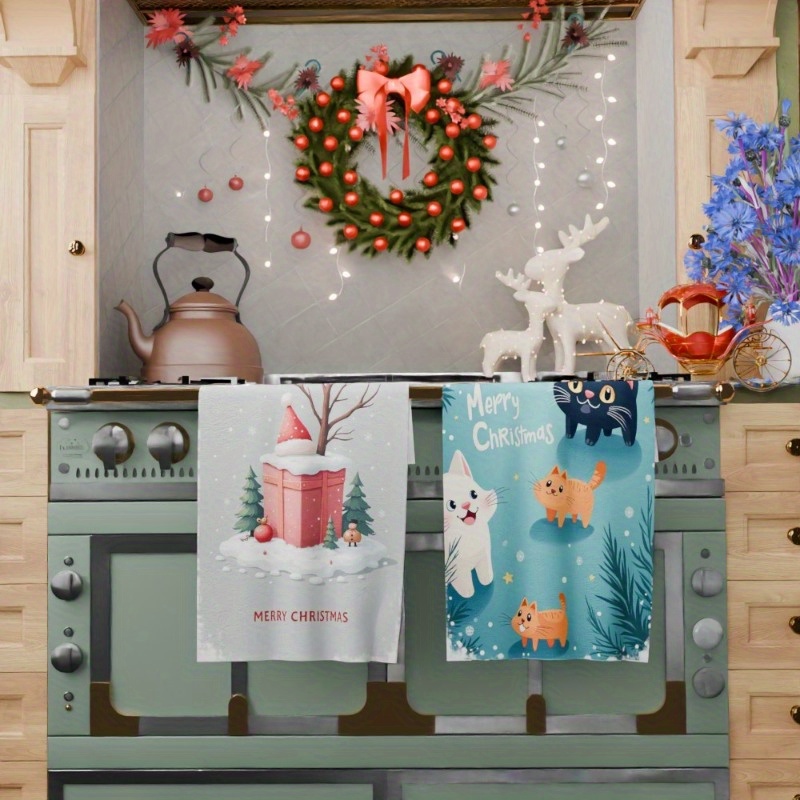 2pcs 45.72x66.04 cm kitchen towels,   tea and christmas decorations, featuring a   ideal for  . a   for the kitchen. details 0