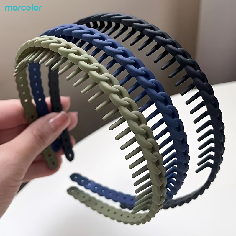 Image of Marcolor 3pcs Fashion Hair Ties For Women - Wide Edge Headbands, Non-slip Heart-shaped Hair Accessories, Washable Hair Hoops, Stylish Hair Bands For
