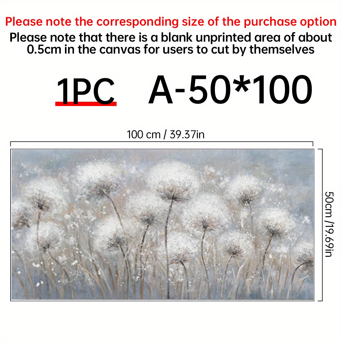 TEMU 2d Flat, 2d Flat, 1pc Dandelion-themed Wall Art Featuring A Black And White Botanical Canvas Print, Designed For Modern Decor Without A Frame,