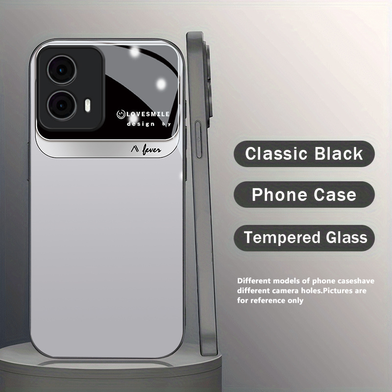 TEMU Phone Case: High End Silver Gray Letter Pattern For Moto G85 5g/g84 5g/g75/g64/g55/g54/g45/g35/g34/g24 4g/g22 Tempered Glass Phone Case