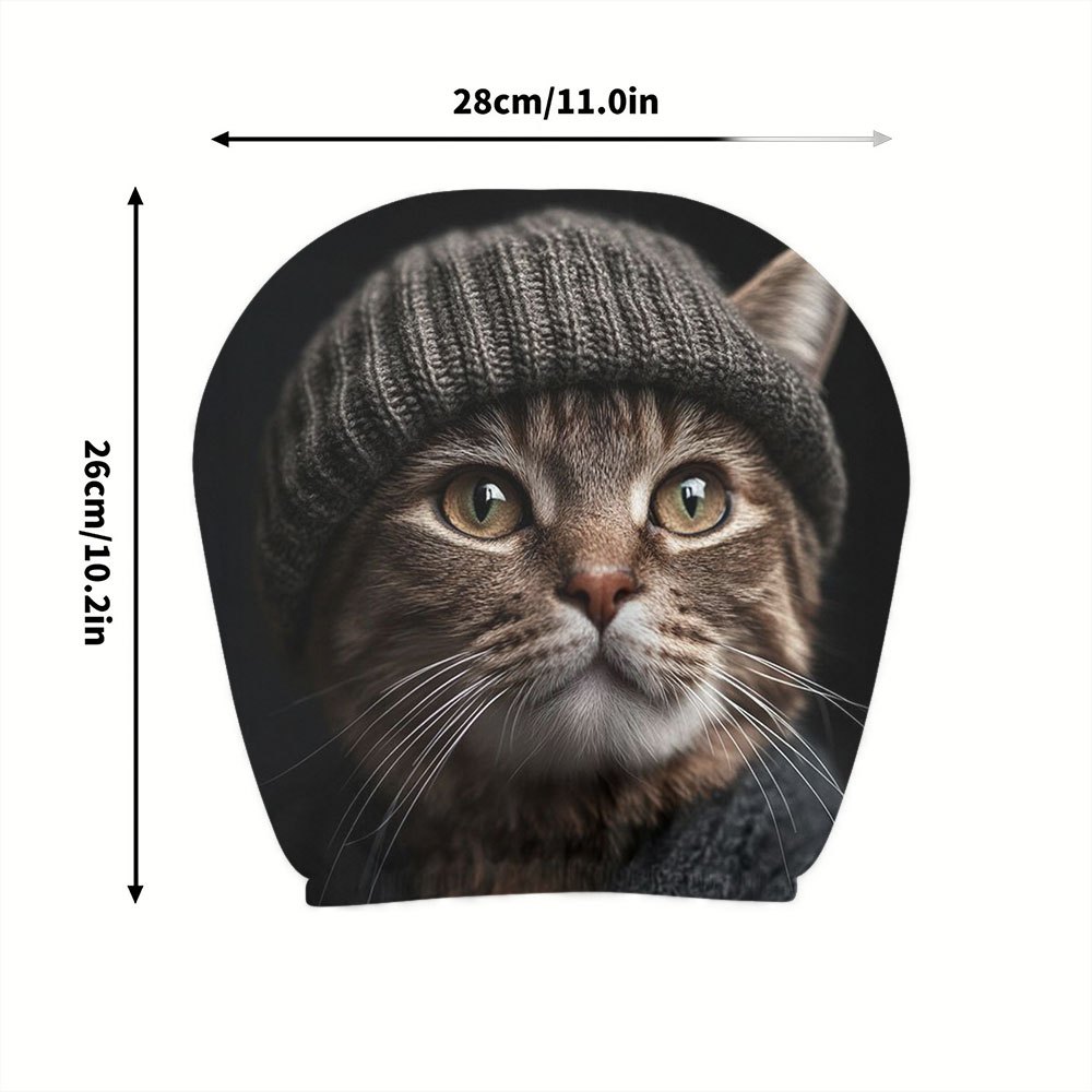 2pcs Cute Cat Style Printed Car Headrest Covers | Universal Fit, Ideal For Daily Commutes And Long Trips, Perfect Gift For And Birthdays, Polyester Fiber