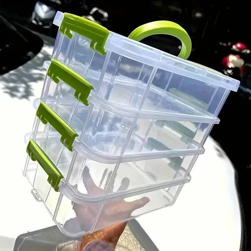 item picture 4pcs extra large stackable clear plastic storage boxes with lid large capacity household containers multipurpose organizer for cosmetics stationery kitchen items desktop goods and space saving storage