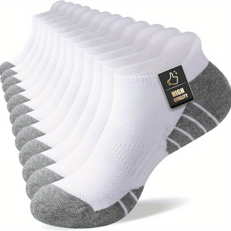 E-shop 10 Paar Herren Low Cut Socken - Hohe Qualität, Atmungsaktives Polyester, Unifarben (Schwarz, Grau, Weiß), mit Fußgewölbestütze, für