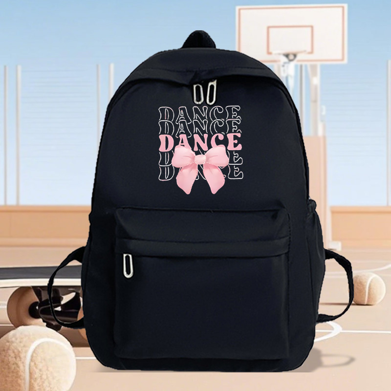 TEMU 1pc ' Dance-themed Backpack With Pink Bow & Ballet Print - Large Capacity Bookbag, Adjustable Laptop Compartment & Multi-pocket Lightweight