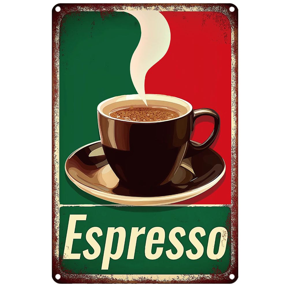 TEMU 2d Flat Wooden Decor 1pc, Italian Espresso Hot Coffee Decor Sign, Warm Red White Green Italian Flag Color- Hanging Sign, Suitable For Cafes,