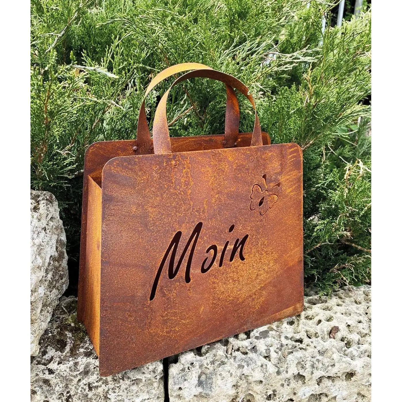 1pc Creative Rusty Handbag, Outdoor Decoration, Simulated Handbag, Suitable For Outdoor Gardens And Courtyards, Christmas, Halloween Creative Gifts